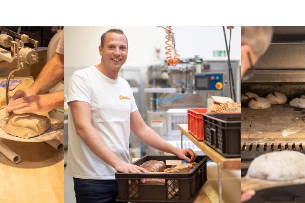 Bäcker der Bäckerei Dördelmann bei der Arbeit in der Backstube in Hamm