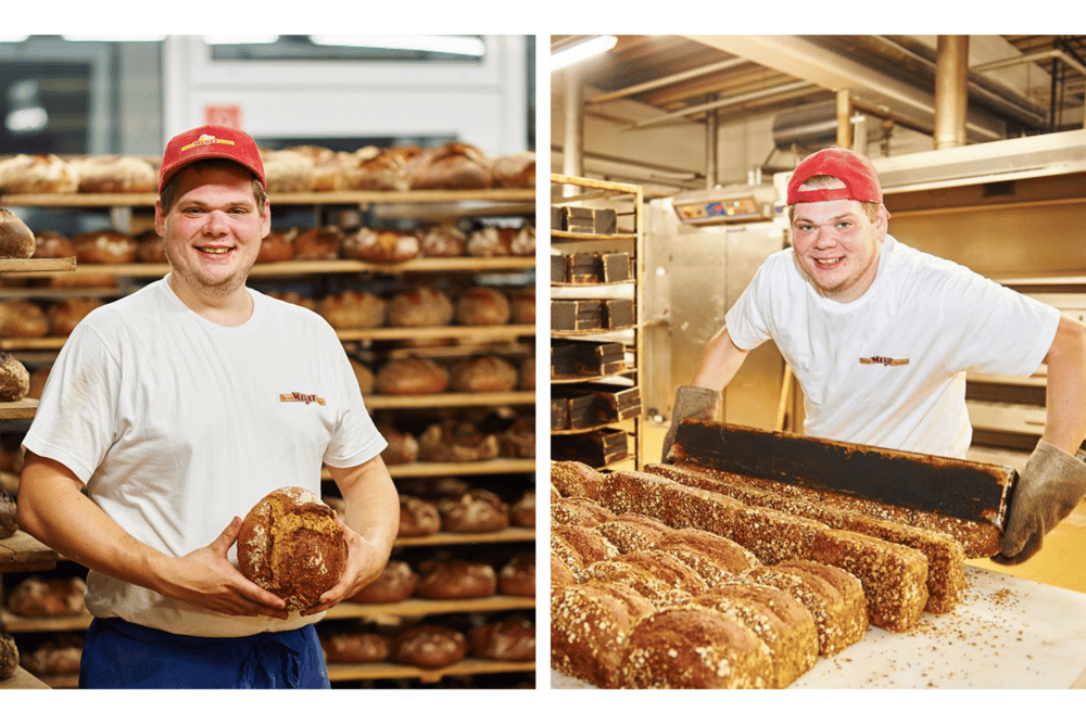 Bäcker der Bäckerei Meyer-Mönchhof bei der Arbeit in der Backstube in Ganderkesee
