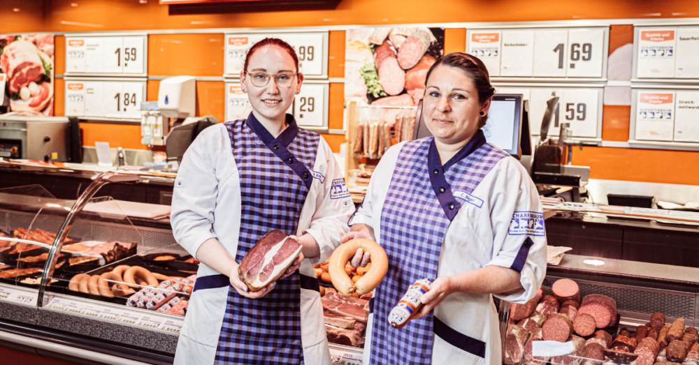 Verkäuferinnen bei der Fleischerei Scharfenbaum in Brilon